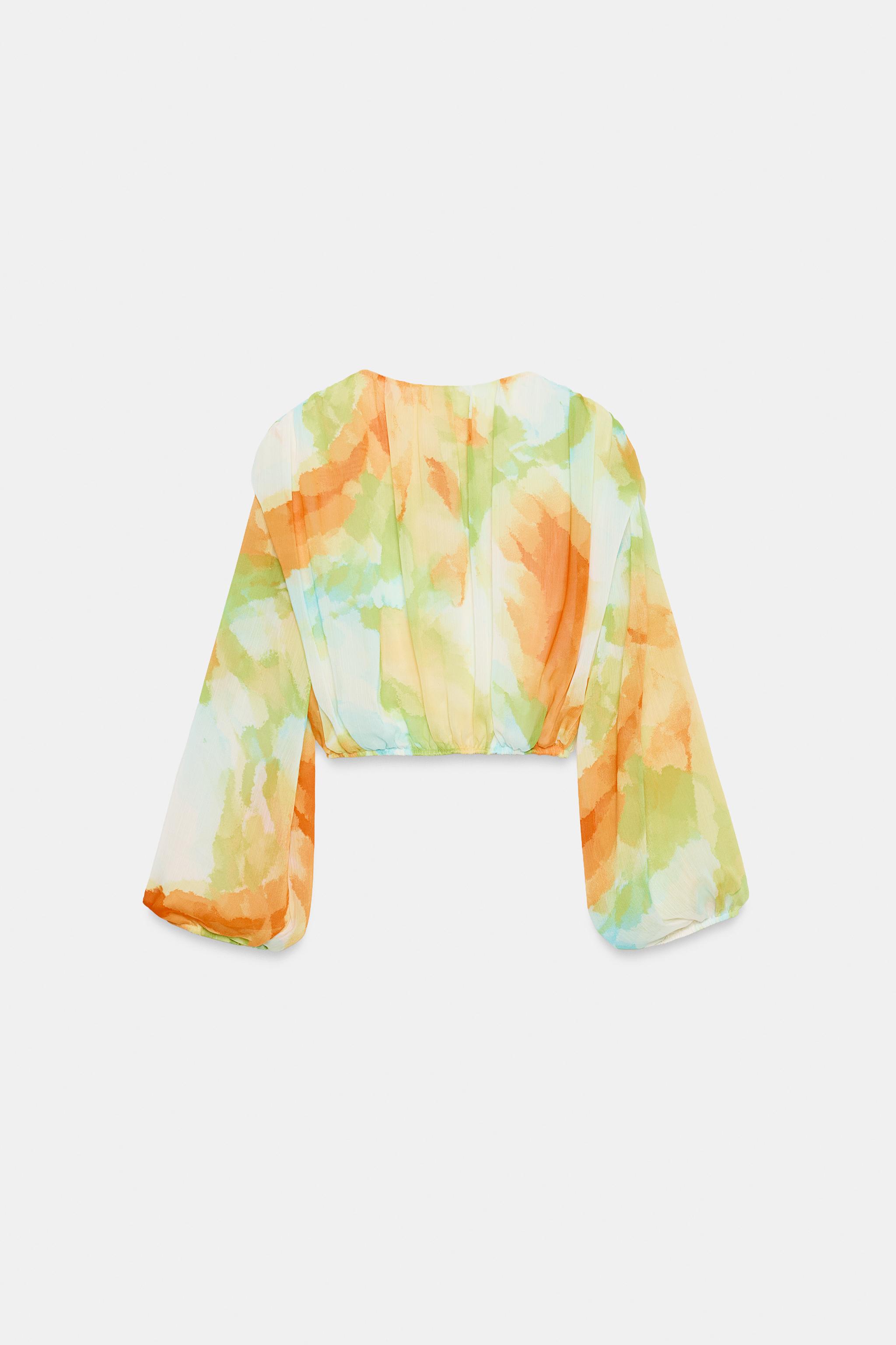 PRINTED CROPPED BLOUSE